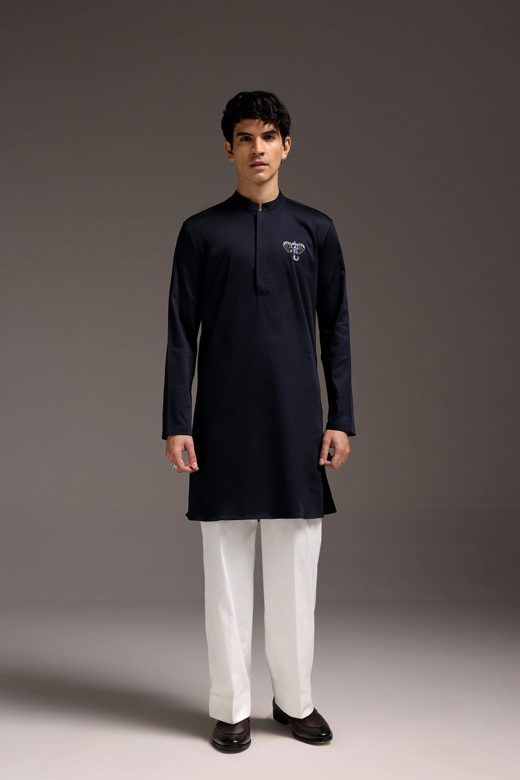 Tusk - Hand Embroidered Designer Kurta - Navy