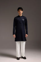 Tusk - Hand Embroidered Designer Kurta - Navy