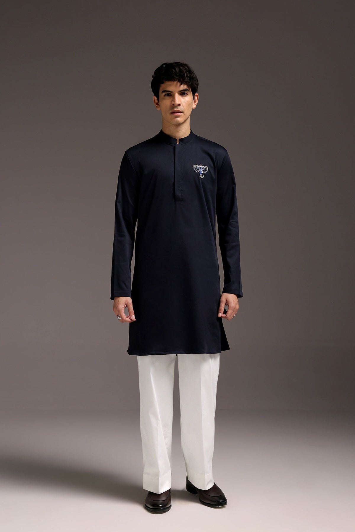 Tusk - Hand Embroidered Designer Kurta - Navy