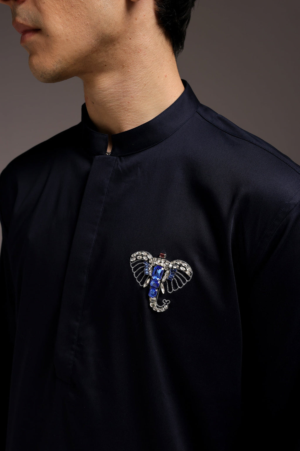 Tusk - Hand Embroidered Designer Kurta - Navy