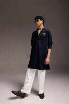 Tusk - Hand Embroidered Designer Kurta - Navy