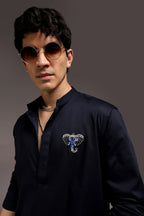 Tusk - Hand Embroidered Designer Kurta - Navy