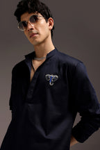 Tusk - Hand Embroidered Designer Kurta - Navy