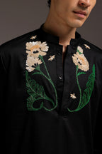 Gardenia - Hand Embroidered Designer Kurta - Black