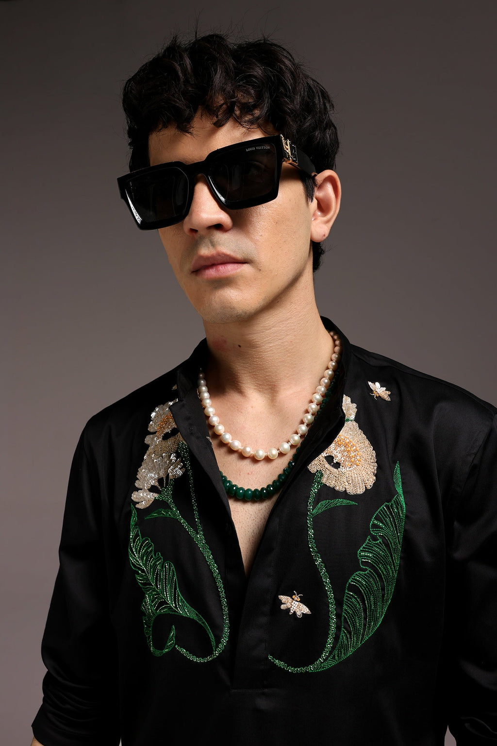 Gardenia - Hand Embroidered Designer Kurta - Black