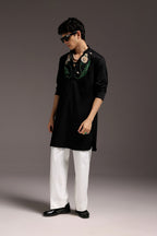 Gardenia - Hand Embroidered Designer Kurta - Black