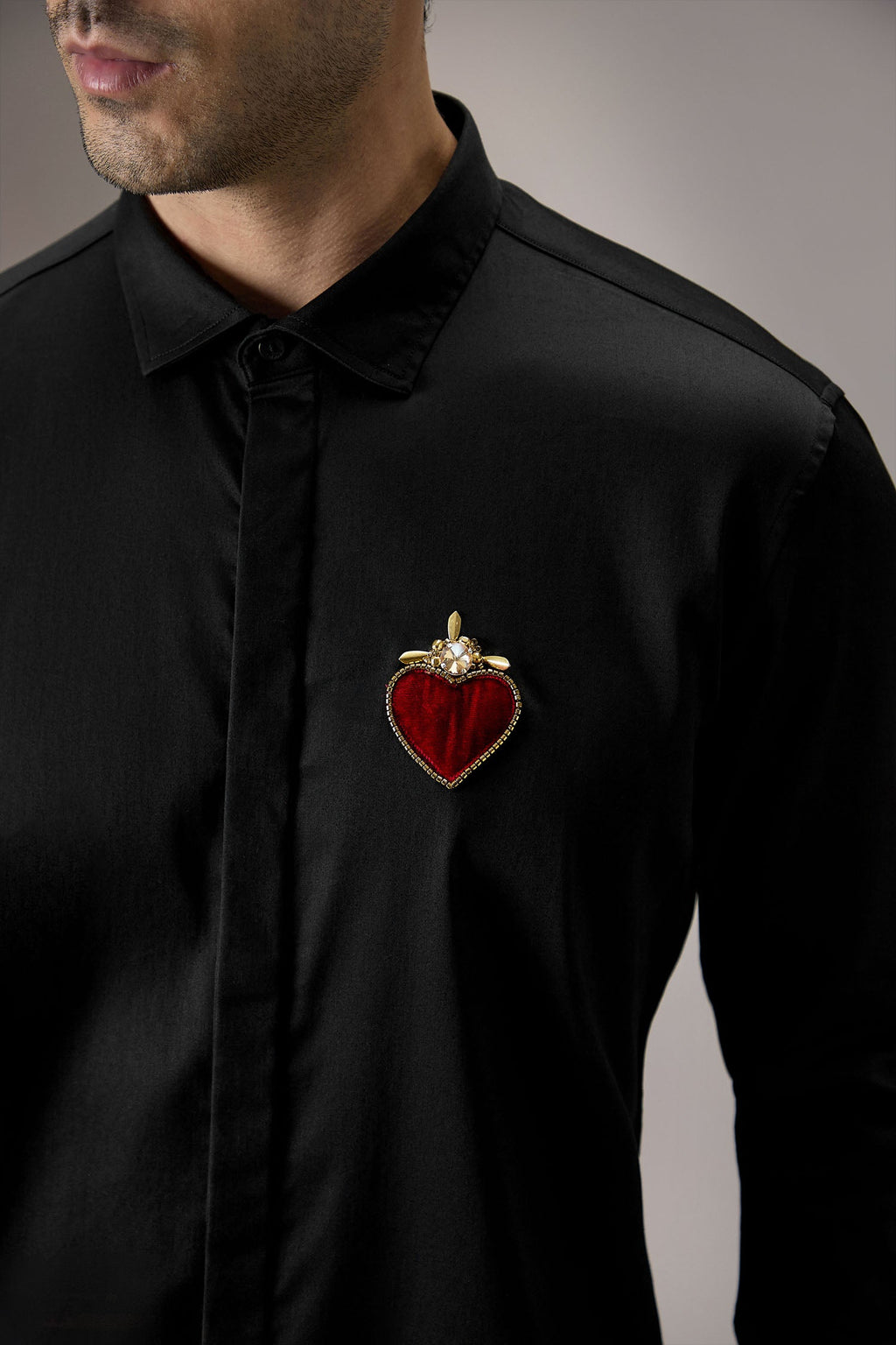 Cordelia - Hand Embroidered Designer Shirt - Black