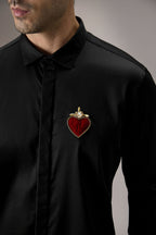 Cordelia - Hand Embroidered Designer Shirt - Black