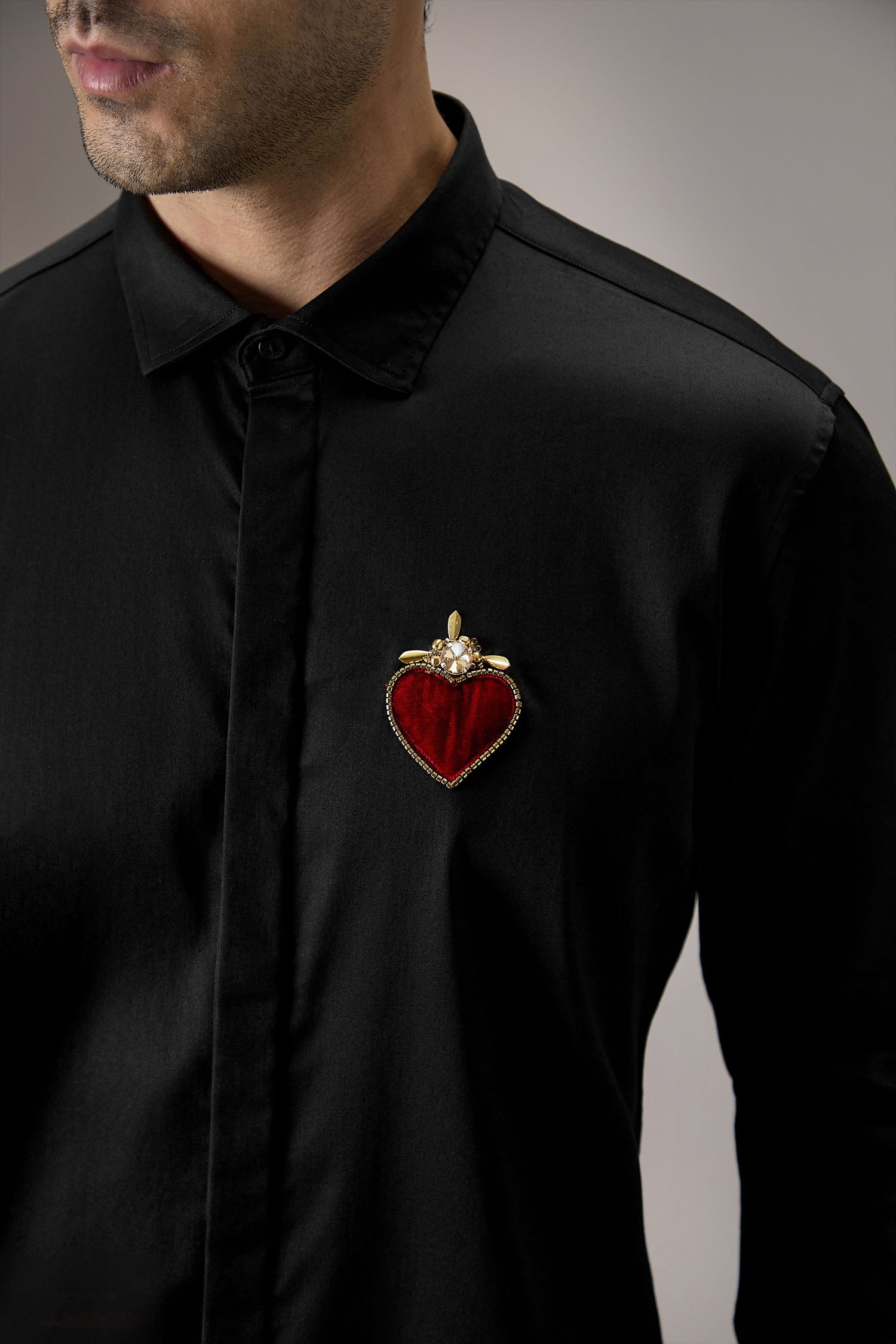 Cordelia - Hand Embroidered Designer Shirt - Black