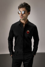 Cordelia - Hand Embroidered Designer Shirt - Black