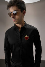 Cordelia - Hand Embroidered Designer Shirt - Black