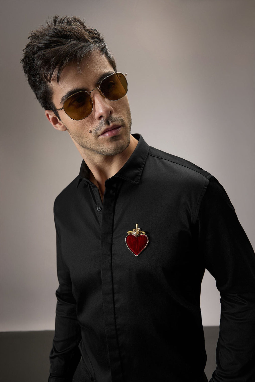 Cordelia - Hand Embroidered Designer Shirt - Black