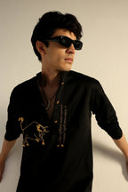 Nandi(Bull) - Hand Embroidered Designer Kurta - Black