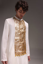 Ivory Lumpi - Hand Embroidered Designer Kurta - Ivory