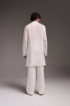 Ivory Lumpi - Hand Embroidered Designer Kurta - Ivory