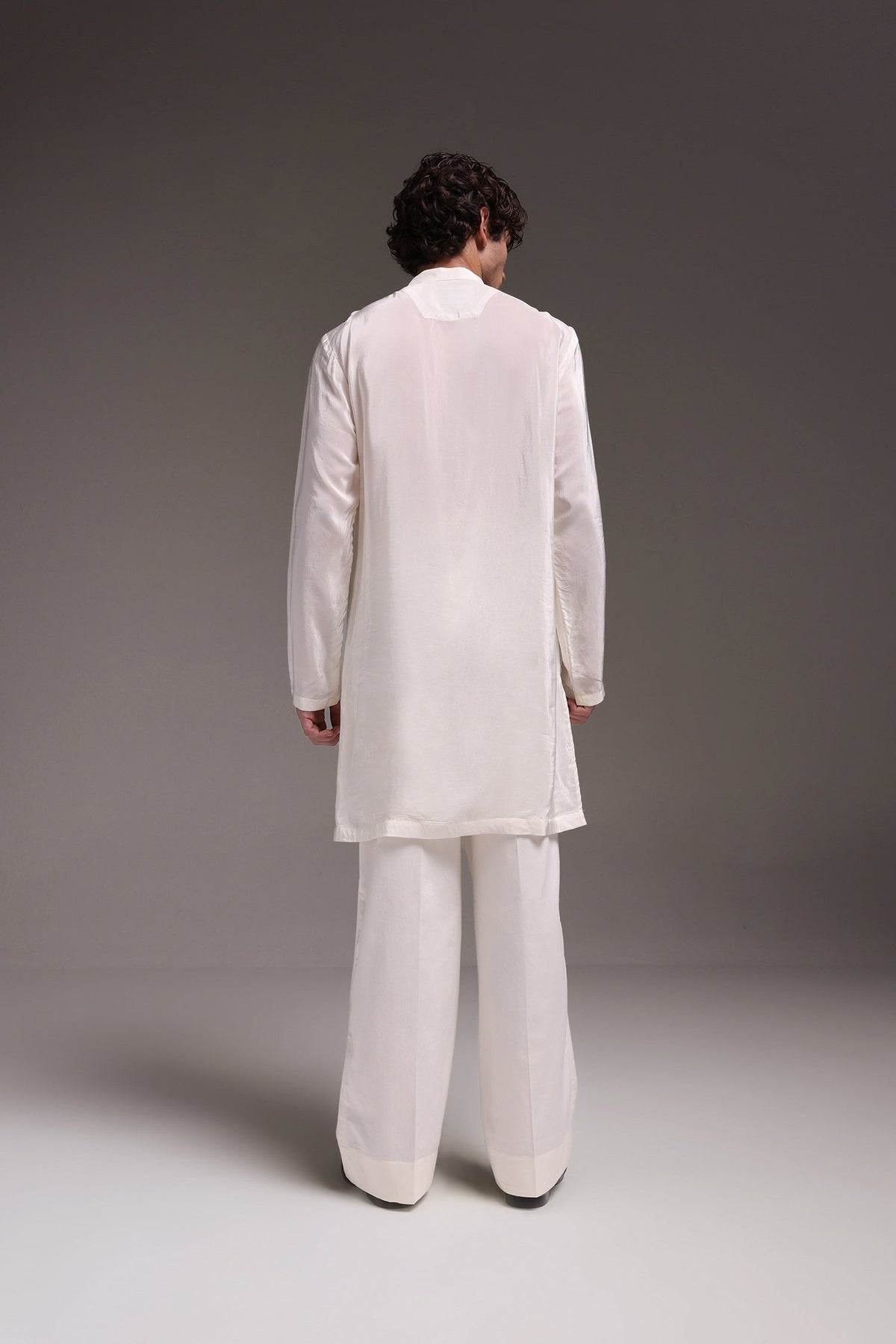 Ivory Lumpi - Hand Embroidered Designer Kurta - Ivory