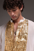 Ivory Lumpi - Hand Embroidered Designer Kurta - Ivory