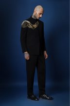 Eagle Hand Embroidered Bandhgala - Black