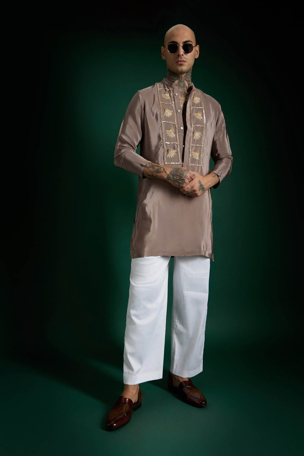 Bud Hand Embroidered Designer Kurta - Lilac Luster