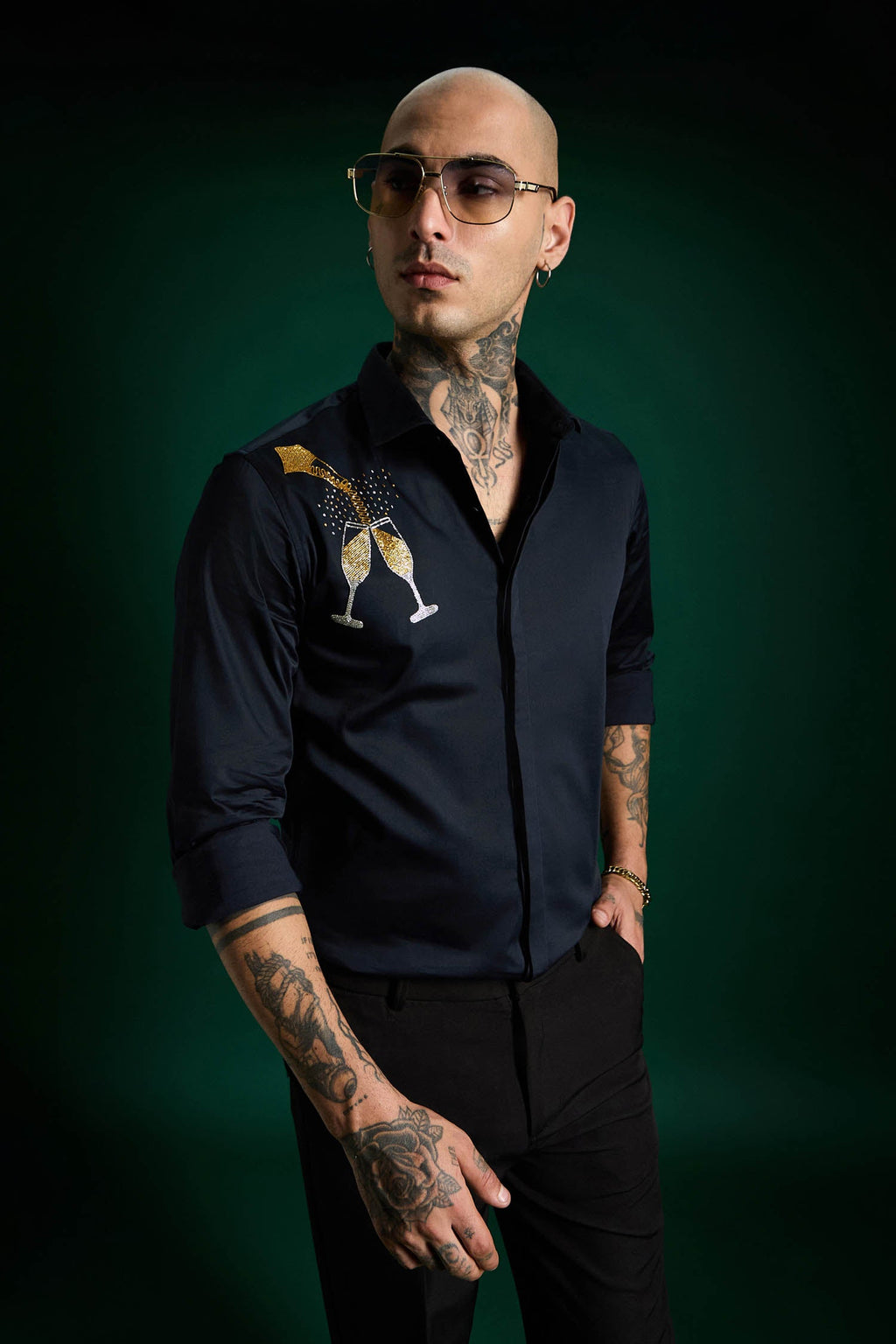 Champagne - Hand Embroidered Designer Shirt