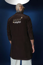 Bride Squad Hand Embroidered Kurta - Brown