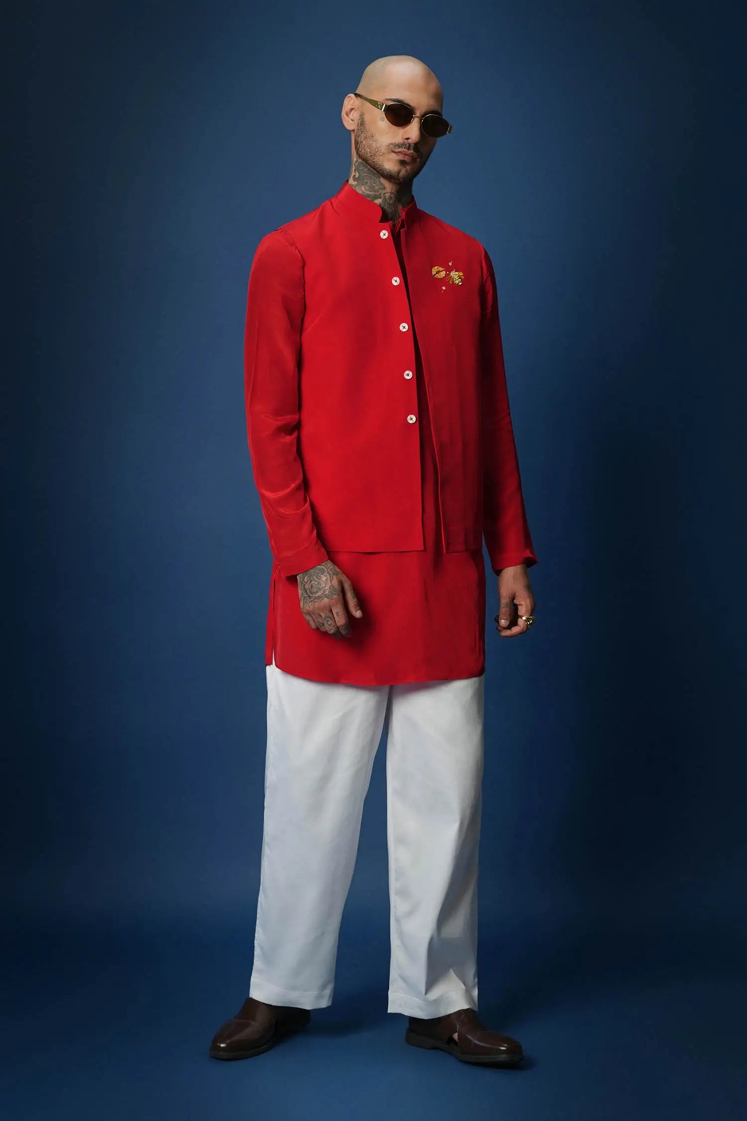 Bride Squad Hand Embroidered Bundi Set - Red