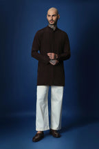 Swaagat Nahin Karoge Humara Hand Embroidered Bundi Set - Brown