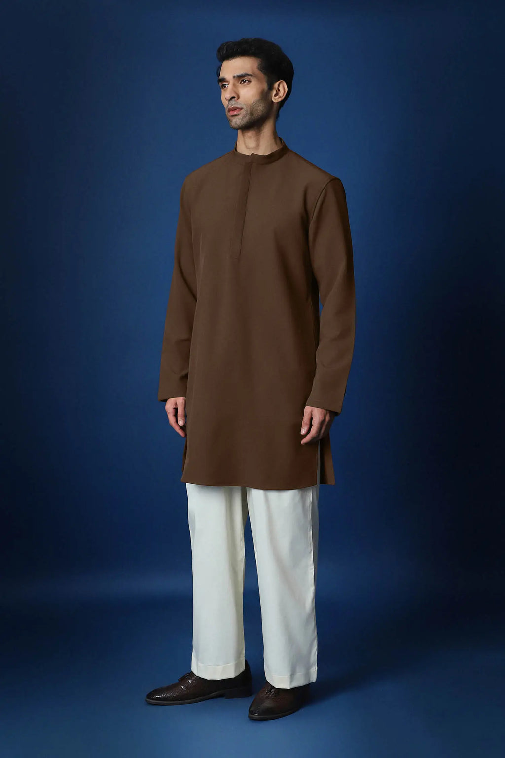 Feather (Wing) Hand Embroidered Bundi Set - Brown