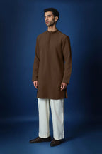 Feather (Wing) Hand Embroidered Bundi Set - Brown