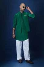 Bride Squad Hand Embroidered Bundi Set - Green