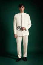 Serene Bloom(Rose)-hand Embroidered Bandhgala