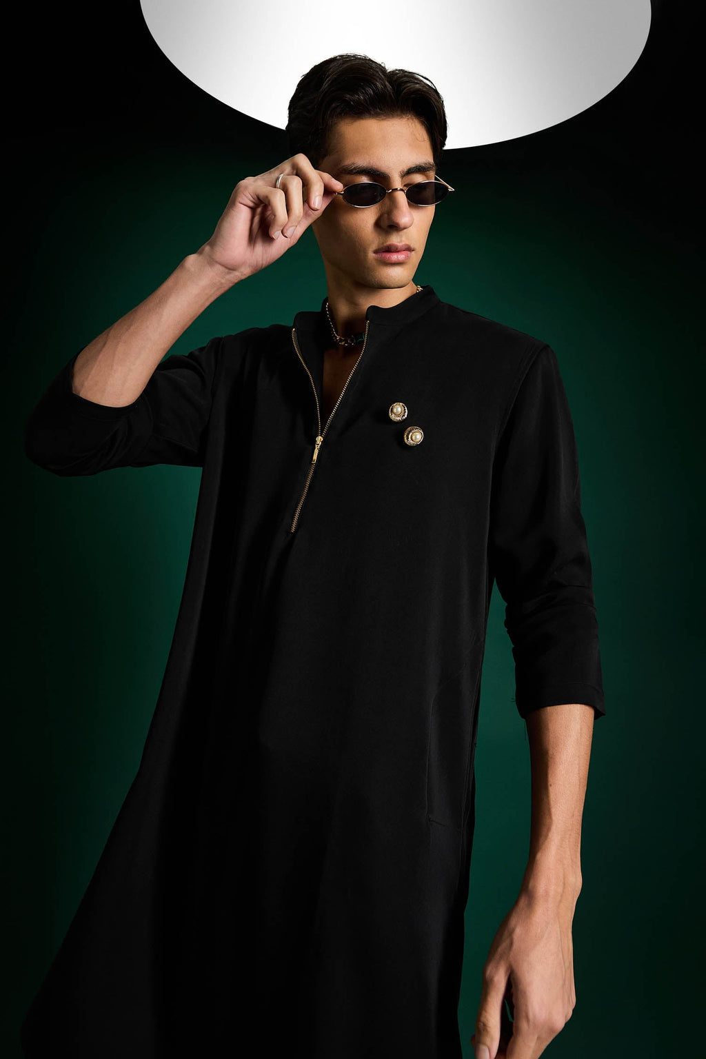 Disc Hand Designer Kurta - Black