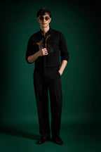 Sparkler Black - Hand Embroidered Designer Shirt