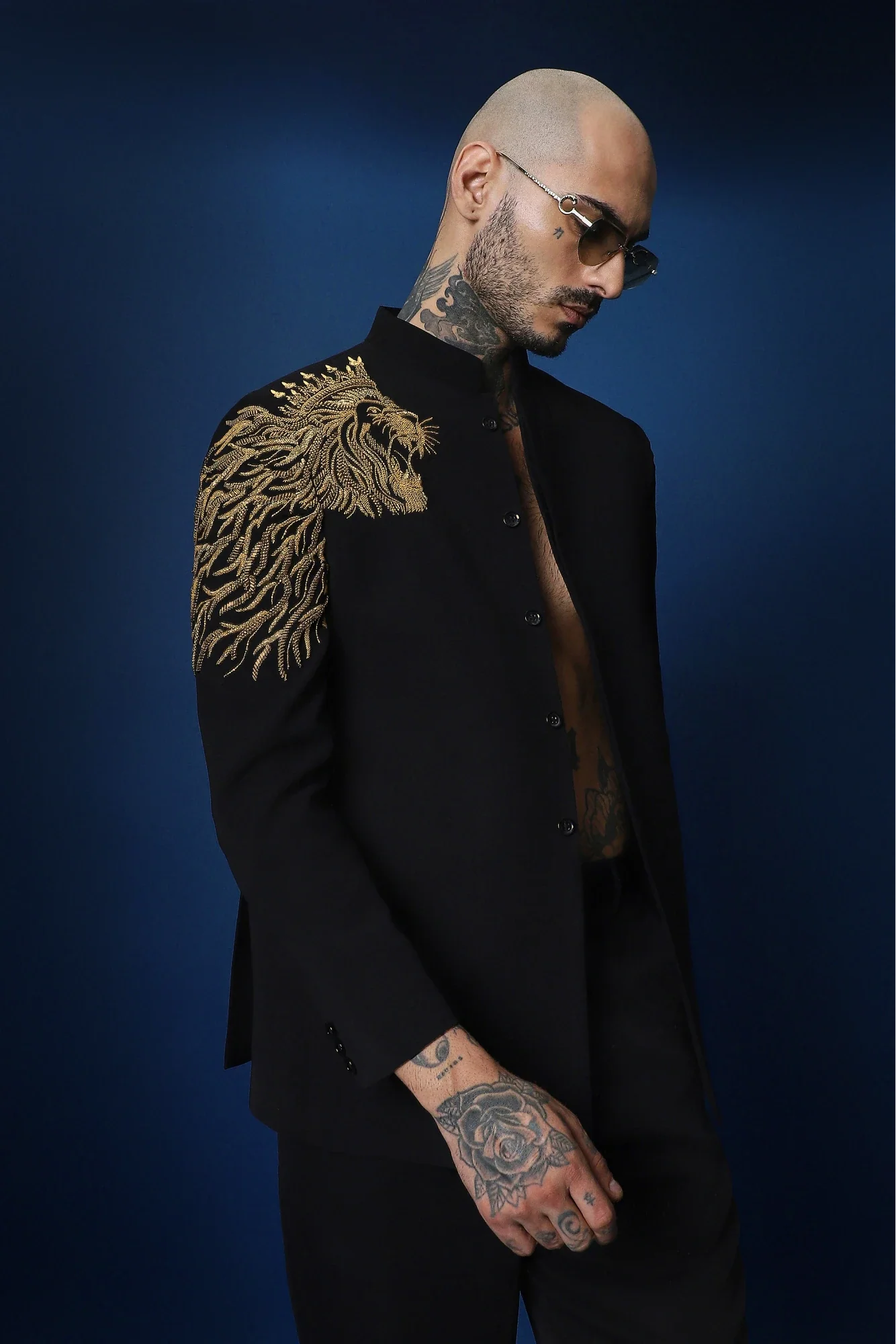 Narasimha Hand Embroidered Bandhgala - Black