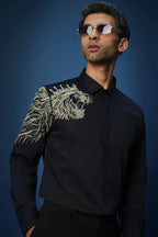 Narasimha embroidered Designer Shirt - Navy