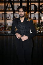 Dragonflies Hand Embroidered Tuxedo - Black