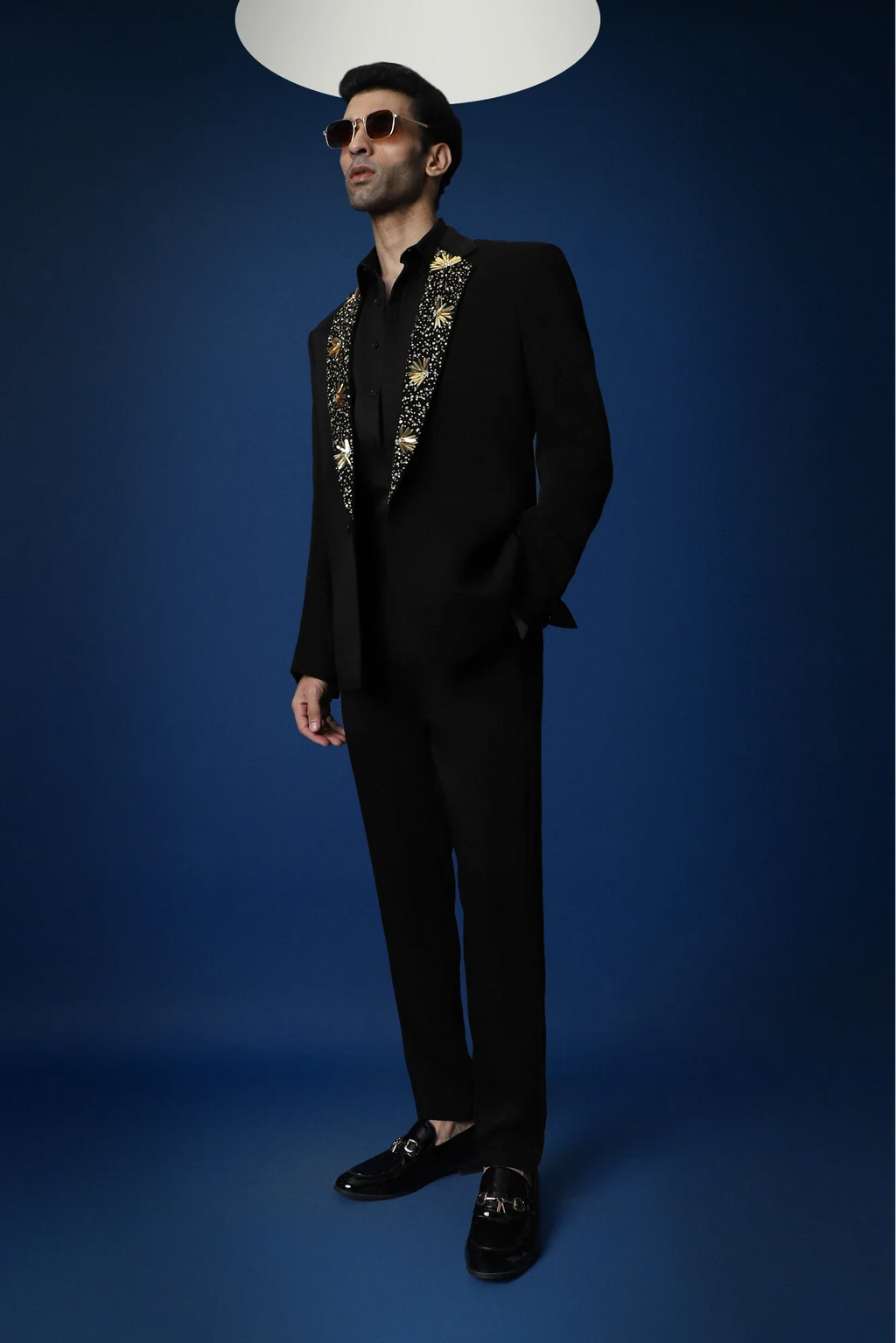 Nova Hand Embroidered Tuxedo - Black