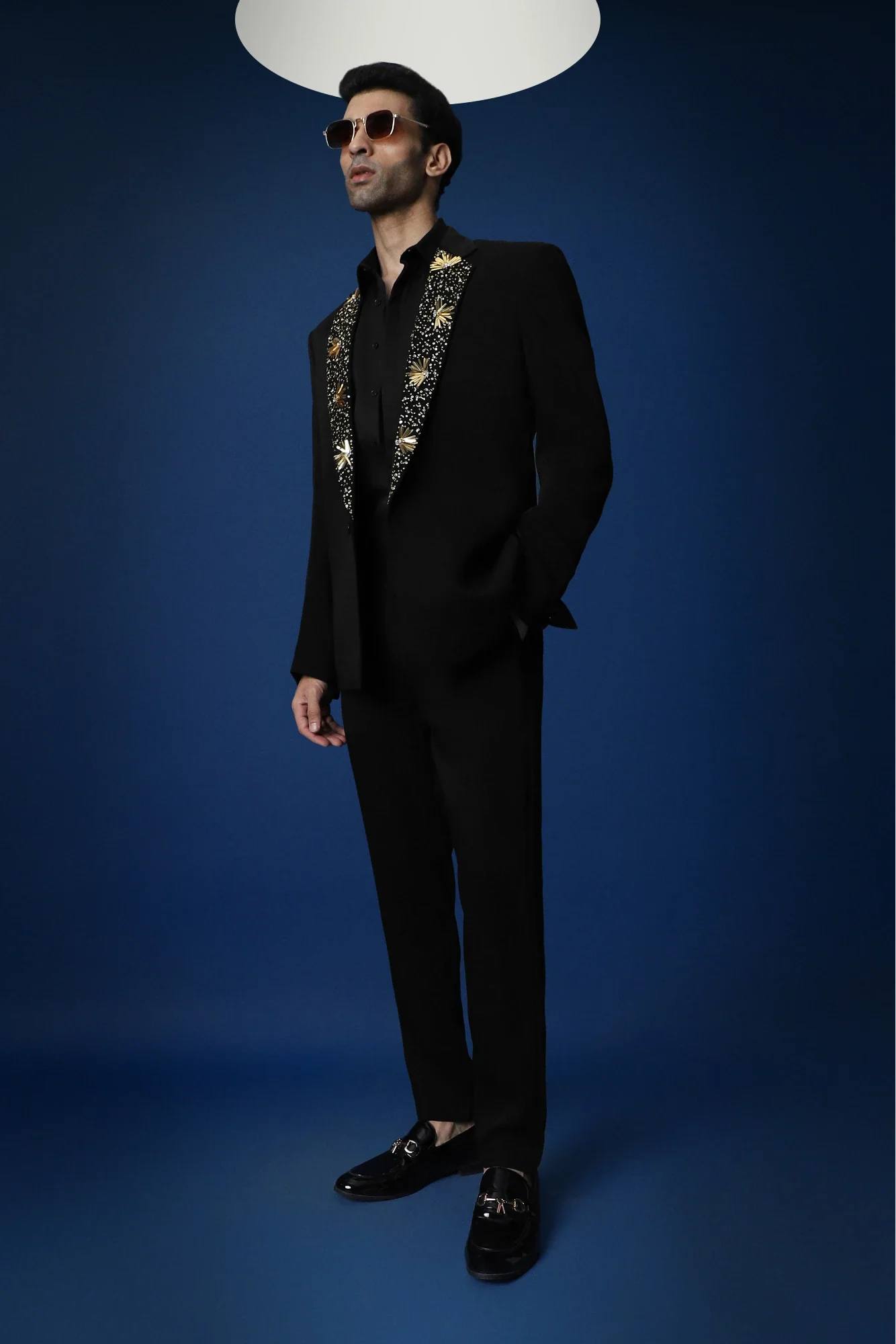 Nova Hand Embroidered Tuxedo - Black