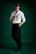 Big Mickey - White Hand Embroidered Designer Shirt - White
