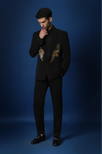 Fly (Wings) Hand Embroidered Tuxedo - Black