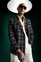 The Board Room Tartan Checks Blazer - Black