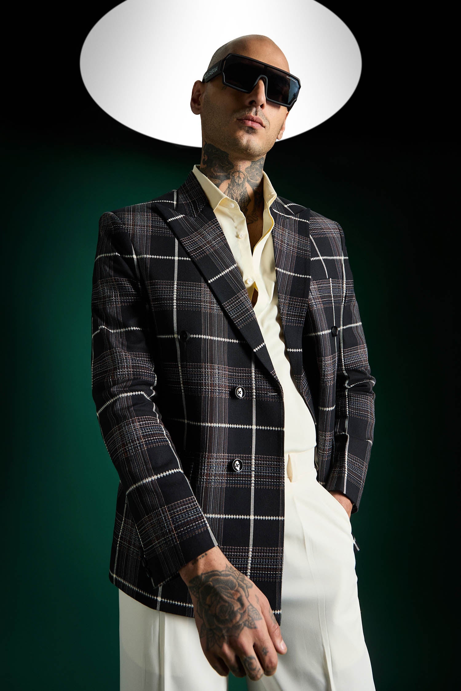 The Board Room Tartan Checks Blazer - Black