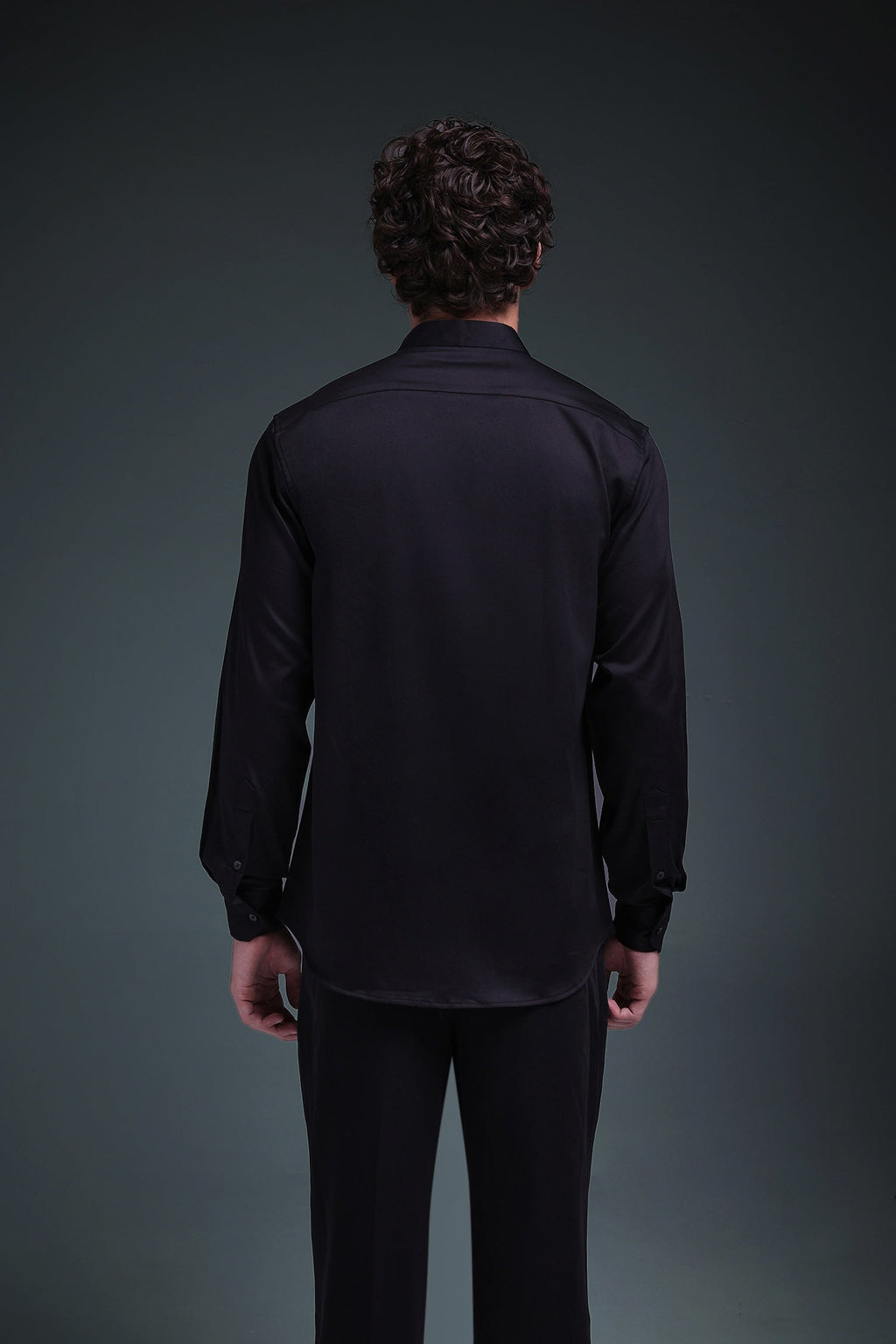 Regal(Red Rhinestone) - Hand Embroidered Designer Shirt - Black