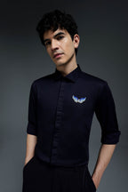Winglet - Hand Embroidered Designer Shirt - Navy