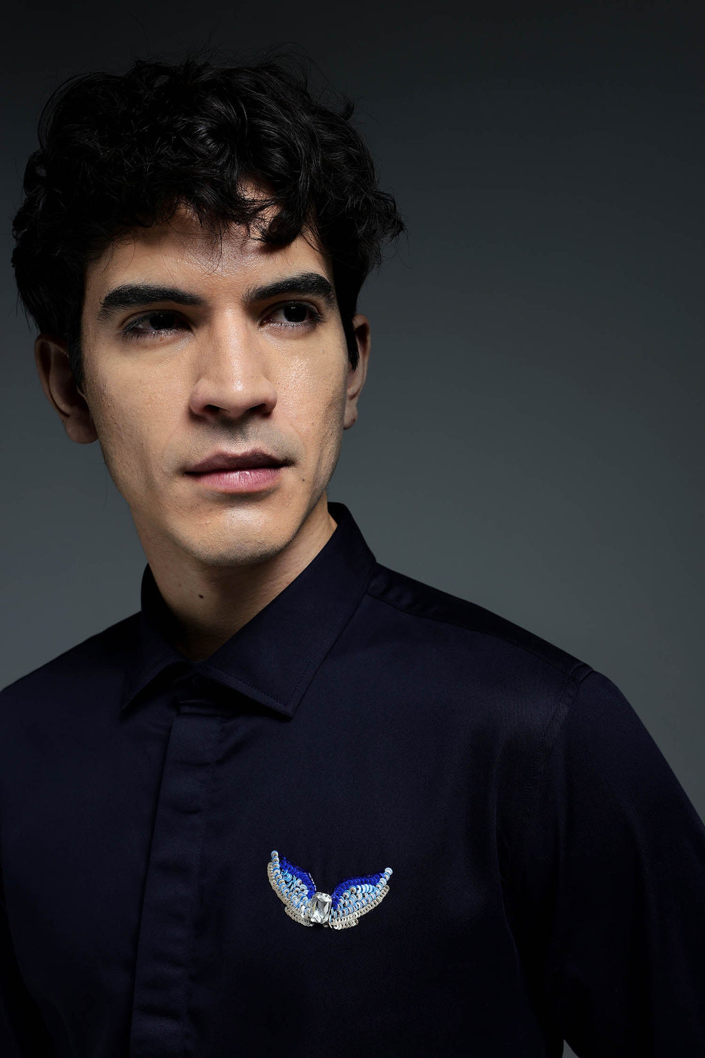 Winglet - Hand Embroidered Designer Shirt - Navy