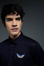 Winglet - Hand Embroidered Designer Shirt - Navy