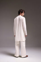Mallow(Flower) - Hand Embroidered Designer Kurta - Ivory