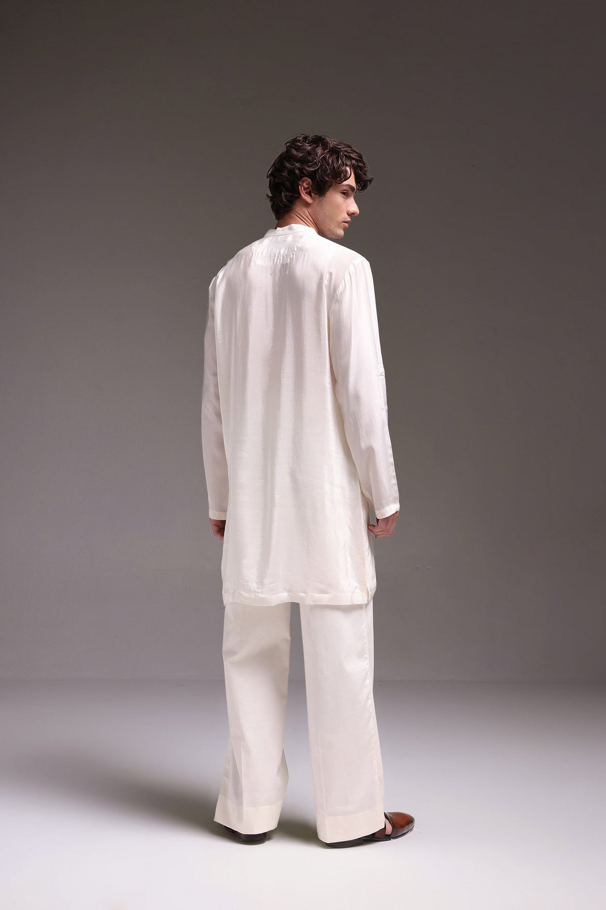 Mallow(Flower) - Hand Embroidered Designer Kurta - Ivory
