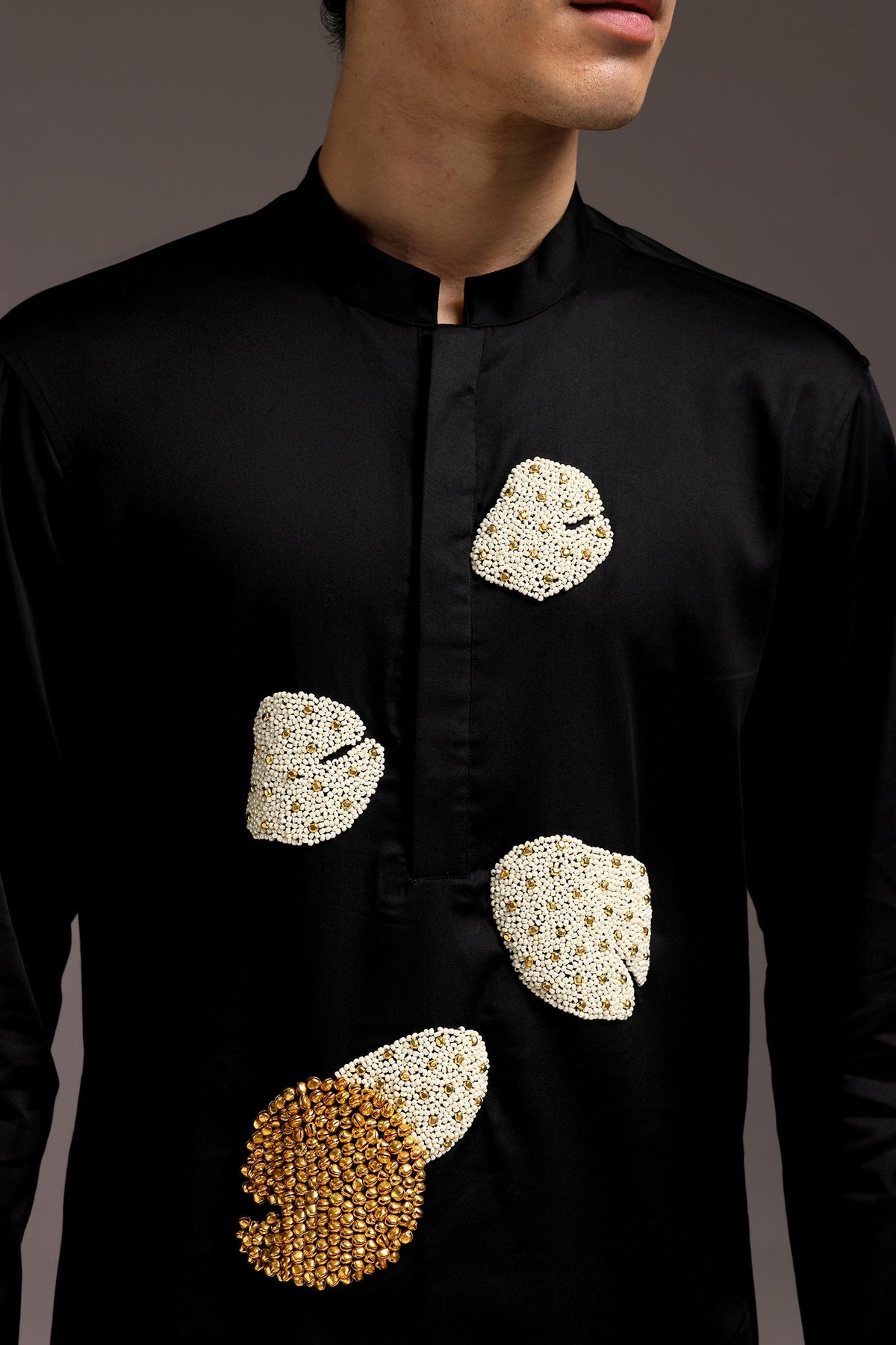 Pearl Pod - Hand Embroidered Designer Kurta - Black
