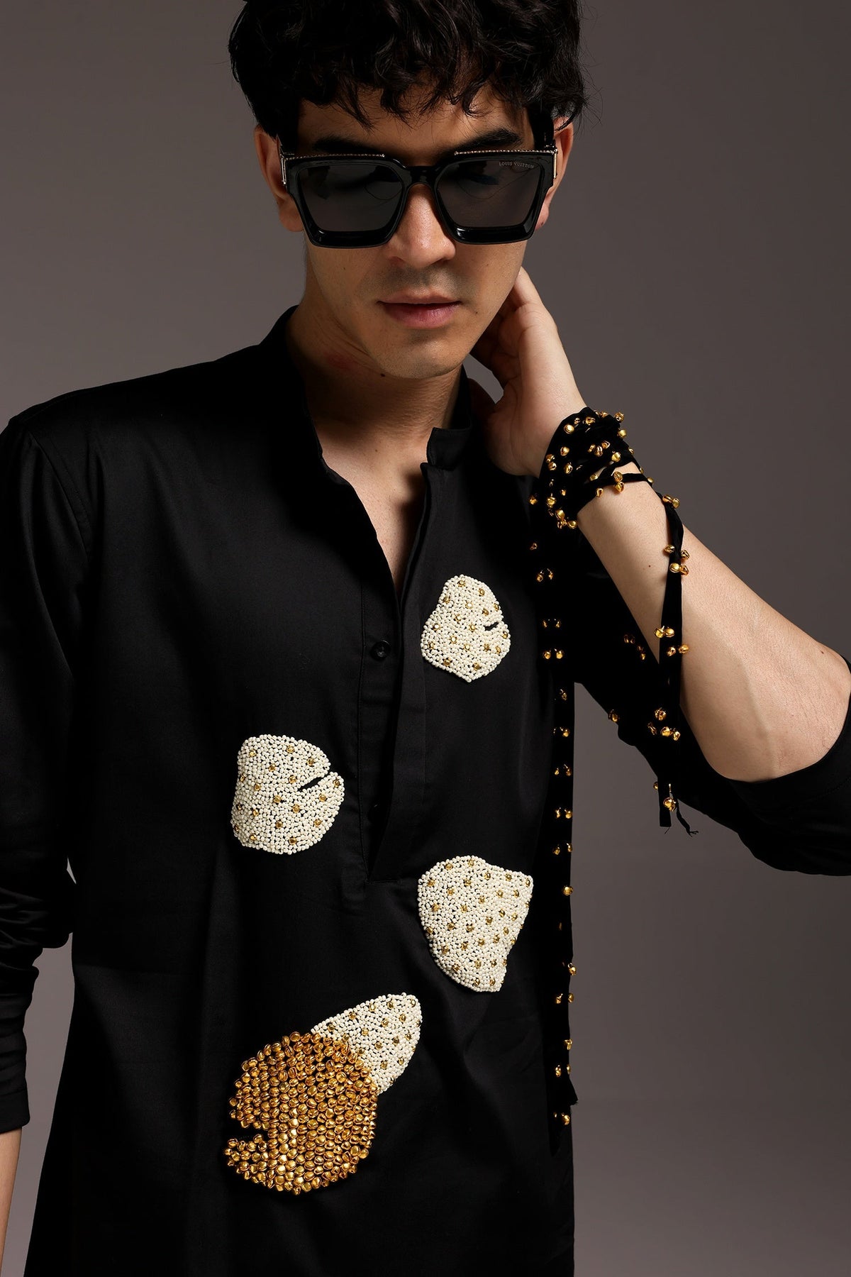 Pearl Pod - Hand Embroidered Designer Kurta - Black